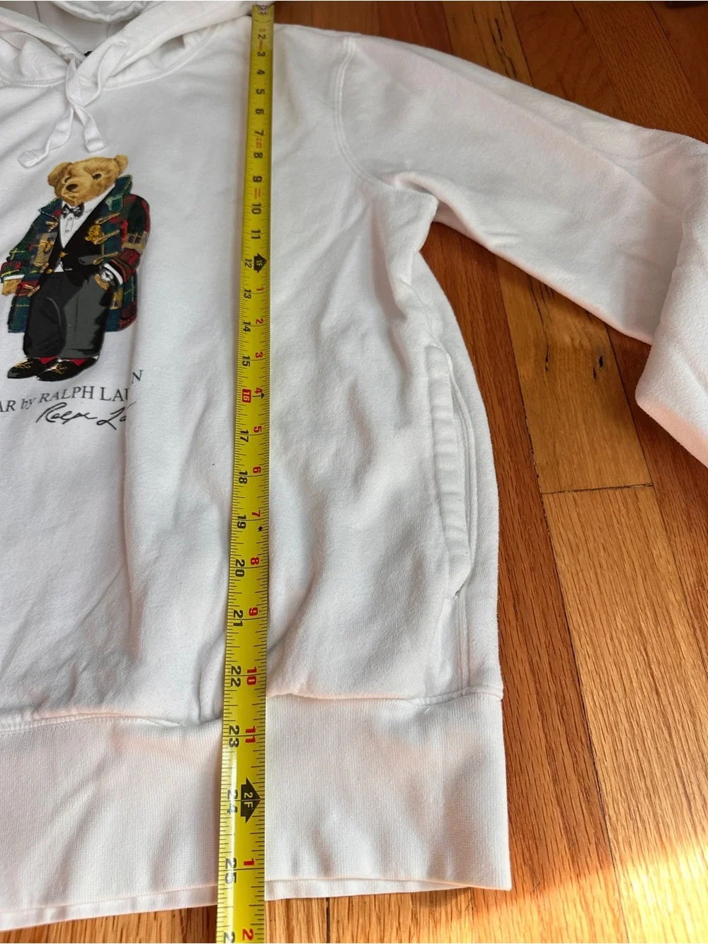 Polo Ralph Lauren Polo Bear White Hoodie Holiday Tartan Bear Pullover Size M